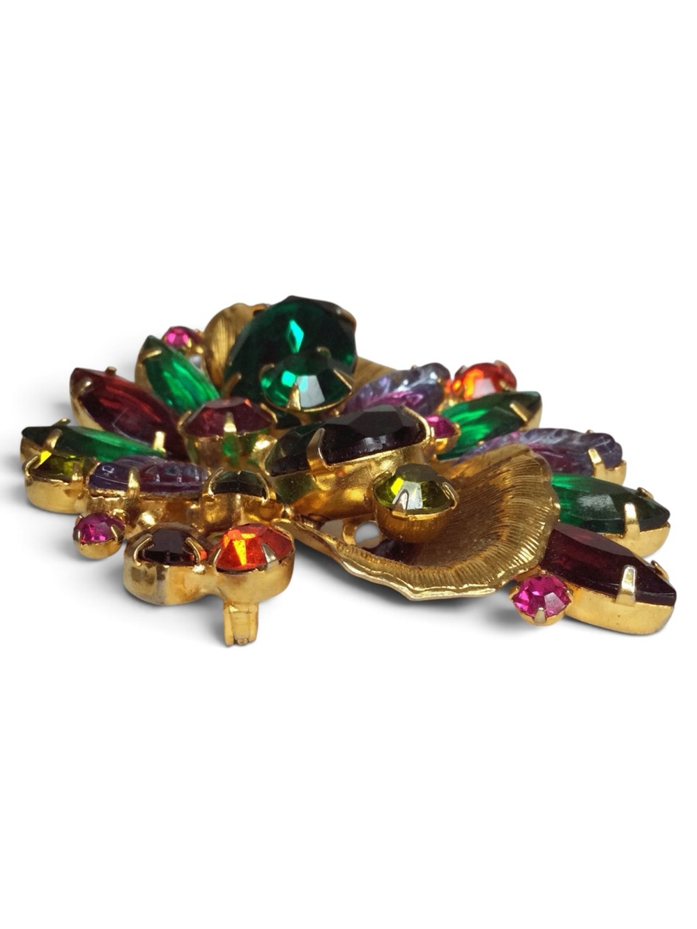 Vintage Juliana D&E Multicolor Rhinestone Floral Spray Brooch - Picture 9 of 12